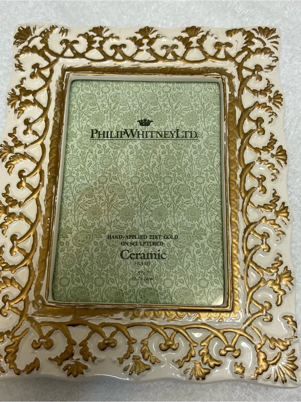 Philip Whitney Ceramic Frame Hand-Applied 22kt Gold